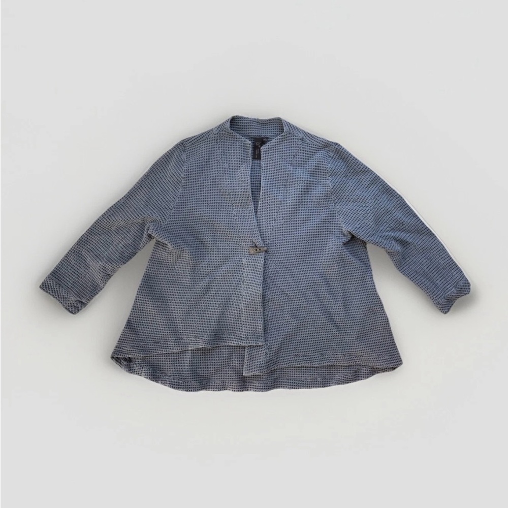 Focus Fashion Women's Blue Waffle Knit Cardigan Jacket